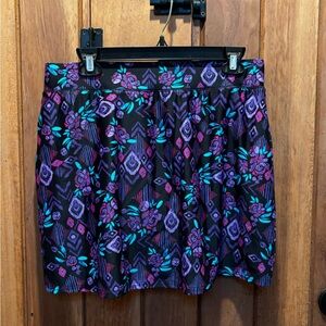 Coldwater Creek Floral Geometric A-Line Skirt in Black and Purple